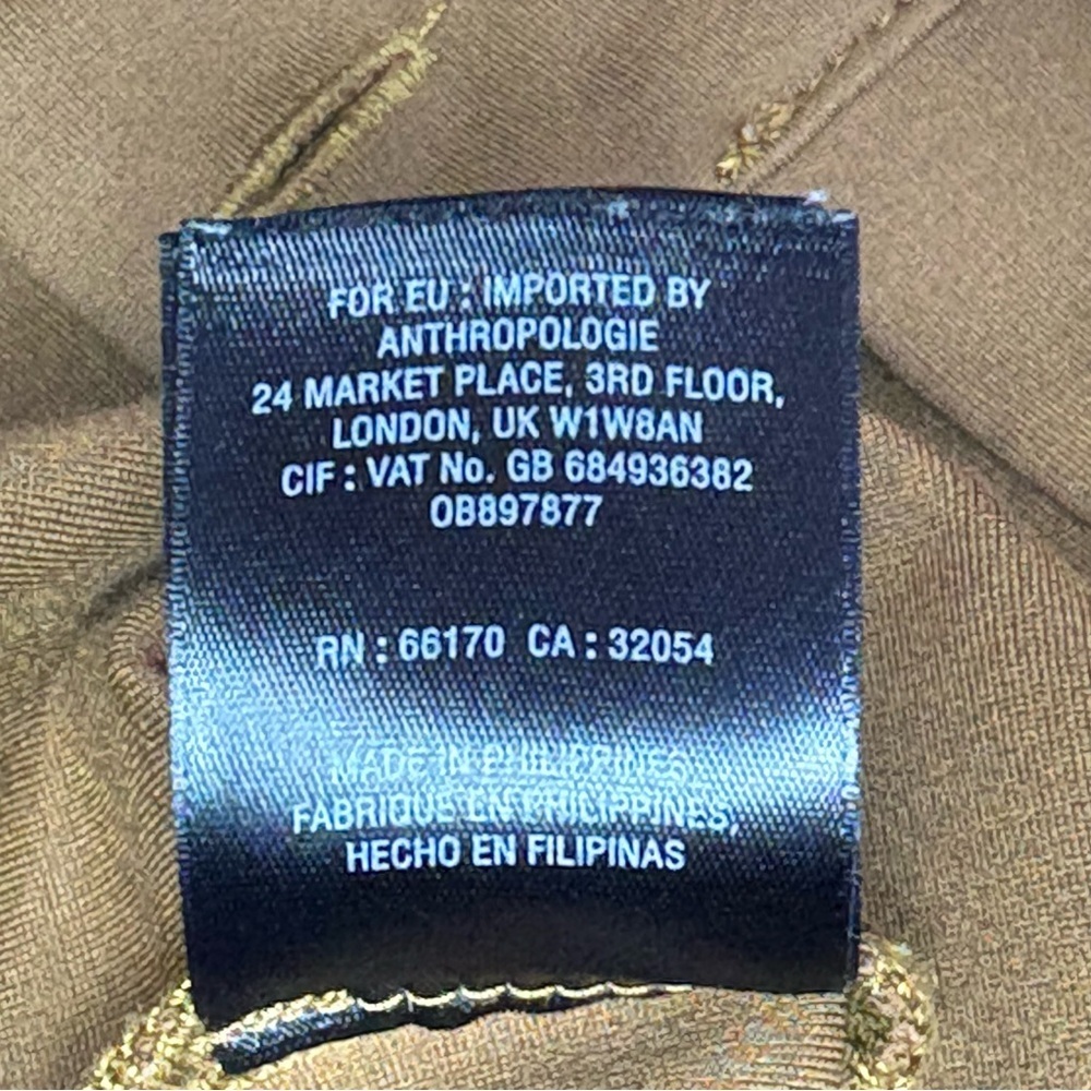 Anthropologie The Essential Slim Ponte Knit Ankle Zip Skinny Pants Size 4 Brown - Picture 16 of 16